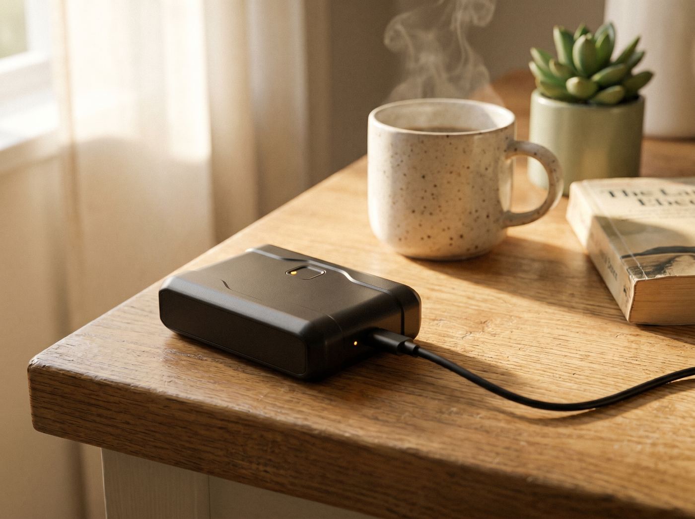 Locosafe Orb charging on a desk via USB-C